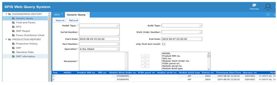 Product Traceability－Generic Query